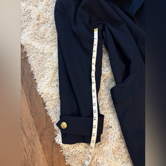 VINTAGE 90’s Talbots Navy Wool Gold Buttons Classic Trench Coat Sz 14 Petite - Picture 11 of 11